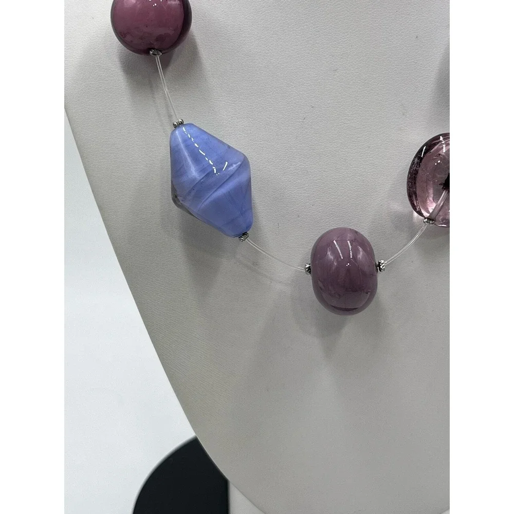 Sent Designers Marina Susanna Murano Handmade Purple‎ Italy Handcrafted Necklace